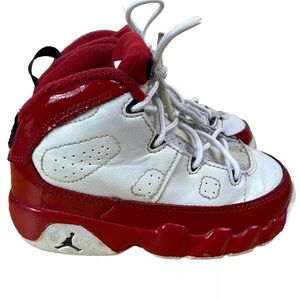 Nike AIR JORDAN 9 Retro Hi-Top Sneakers Infant Sz 7C Leather Gym Red White Shoes